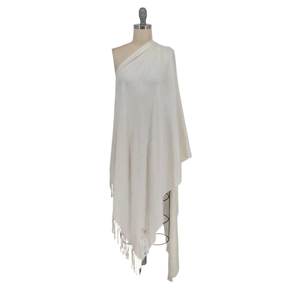 Women's Pashmina Fringed Rectangle Scarf White fall spring winter preppy classic